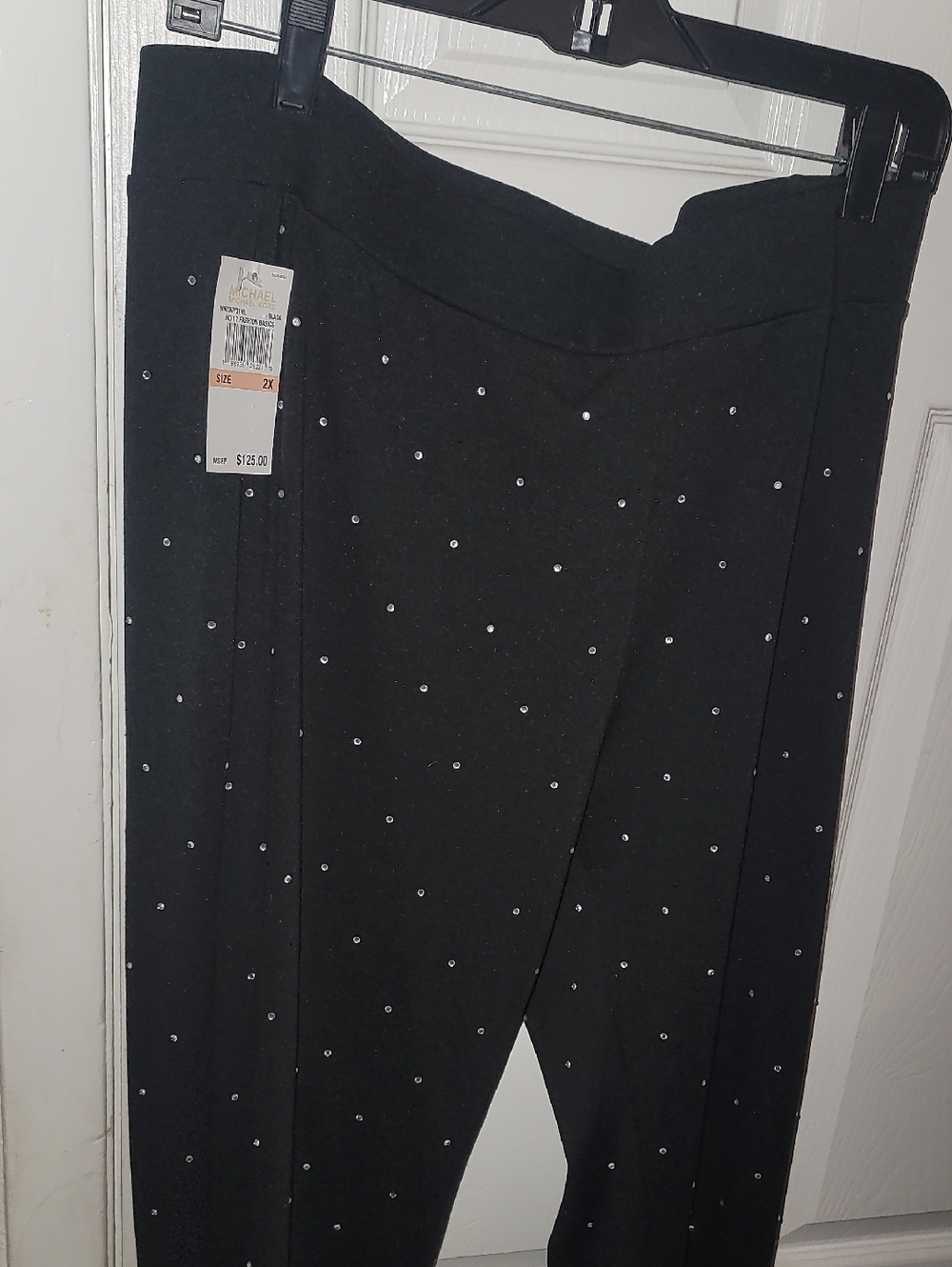 Michael Kors Black Embellished Straight-Leg Pants